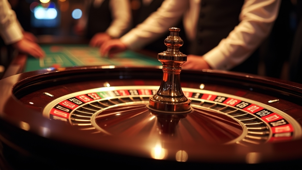 Live roulette tafel met draaiend wiel en inzetvak